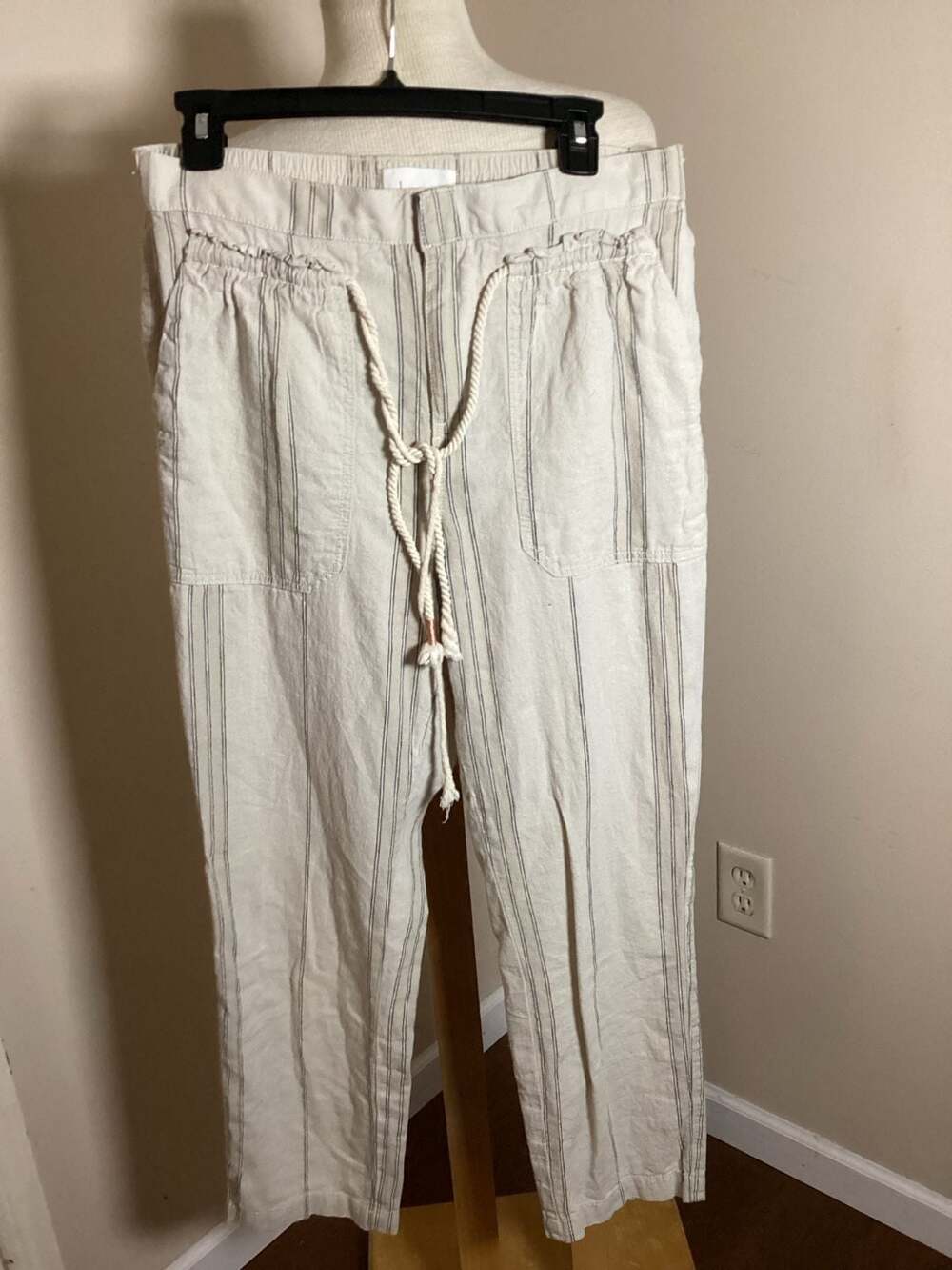 Anthropologie Seashore Striped Linen Pants